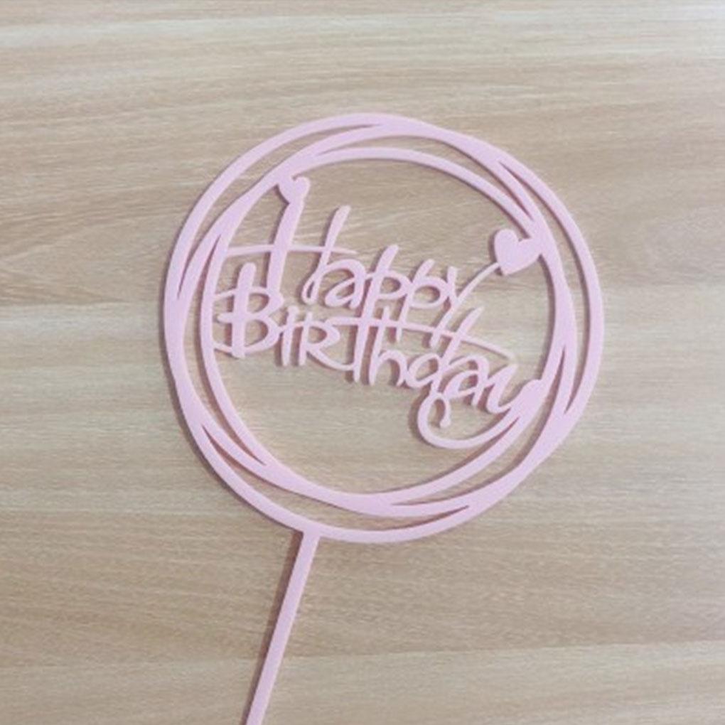 Acrylic Baby Shower Birthday Party Round Love Cake Topper Cupcake Dessert Happy Birthday Decoration