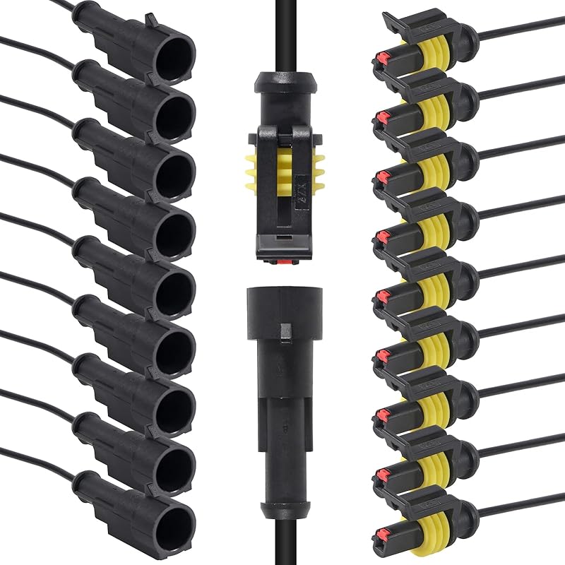10PCS 2 Pin Way Electrical Wire Connector Waterproof Connector 2 Wire Connector 16AWG Male and Female Plug Quick Disconnect Connector for Car Truck