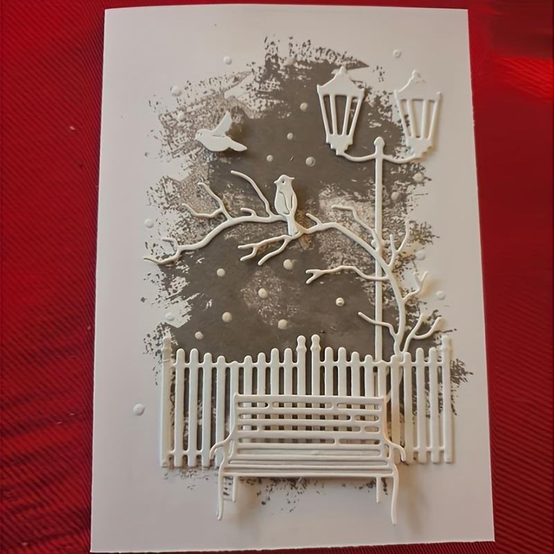 2pcs/set Bird Tree Die Cuts for Card Making, Park Chair Metal Cutting Dies, Metal Die Cutting Mold, Scrapbooking Dies, DIY Etched Embossing Stencil