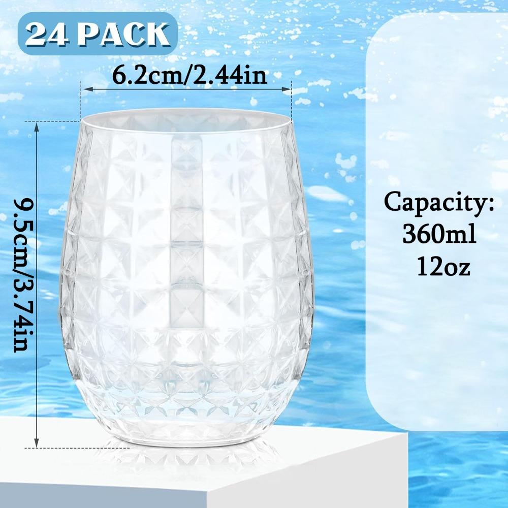 

50pcs Tiki Pineapple Glasses Plastic Cocktail Wine Glasses Hawaiian Tiki Cups Clear Stemless Reusable Pina Colada Cups Shatterproof Whiskey Mug 50pcs