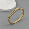 Goldene Cuban Link Kristall Scharnier Armreif für Damen, Edelstahl Funkelnder Luxus Schmuck Geschenk für Tägliches Party Tragen