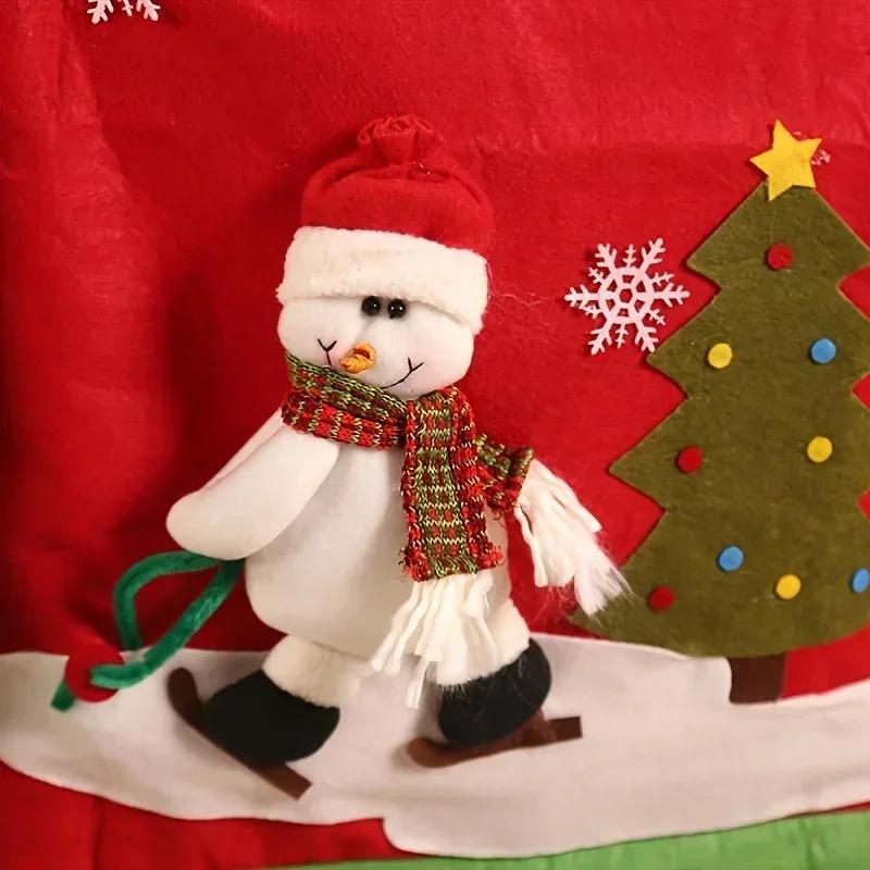 1pc Christmas Chair Cover Ornaments Christmas Santa Claus Dining Room Chair Decorations For Home Navidad 2023 New Year Gift Noel