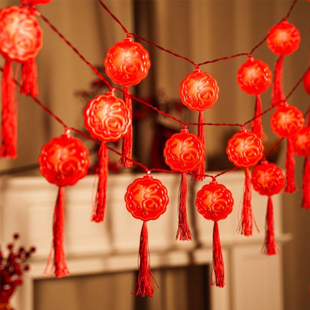 Waterproof Red Lantern Decoration Chinese Style Wealth God Lantern String  Christmas Tree