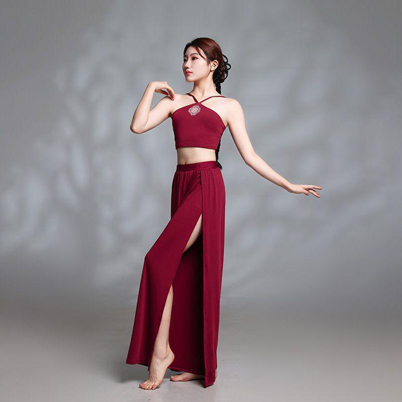 Chinese Red Flowing Gauze Camisole: Jazz Classical Dance Performance Costume