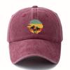 Retro tropical sunset coconut tree patterned baseball cap suitable for outdoor travel, camping, and leisure activities