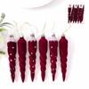 4/6PCS Hexagram Velvet Christmas Ball Set Exquisite Long Finial Hanging Ornaments  New Year