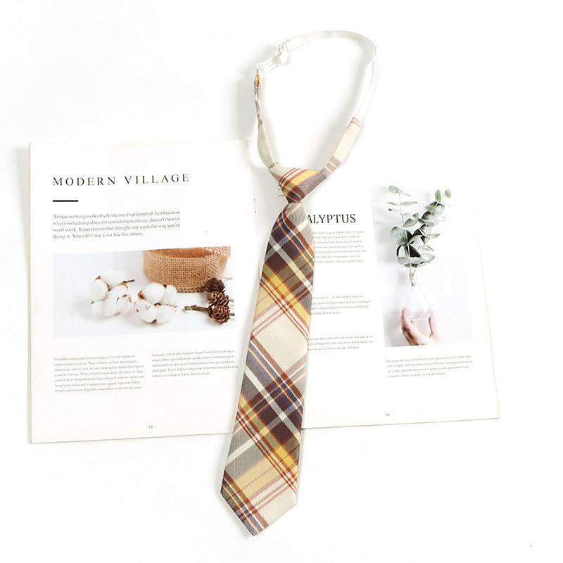 Checkered Retro Brown Striped Tie And Bow For Casual School Outfits Gifts And