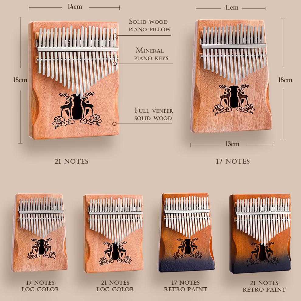 21 Key Mahogany Kalimba 17 Key Thumb Piano Finger Piano Mbira for Beginner Gifts for Adults/Kids