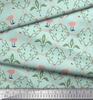 Soimoi Green Japan Crepe Satin Fabric Swan & Moroccan Damask Print Fabric by the Metre 42 Inch