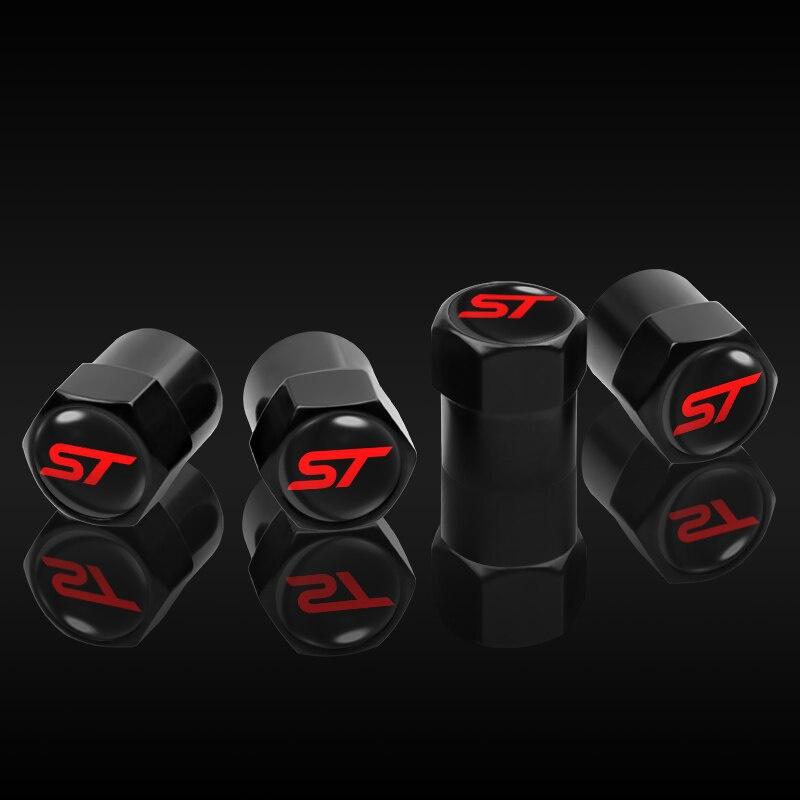 

4 шт. металлическое колесо автомобиля, колпачок штока клапана для шин, воздушный клапан, пылезащитный чехол ST, значок для Fo + rd Focus 2 3 4 MK2 MK3 Fiesta Mondeo Escape Kuga A