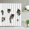 Cat Dog Cow Shower Curtain Set Cute Animal Bathroom Curtains Fabric Christmas Home Bathroom Decor Bathroom Accessories Set