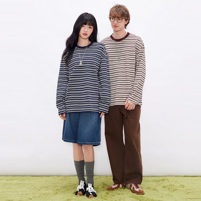 Men's Striped Loose Fit Long Sleeve T-Shirt