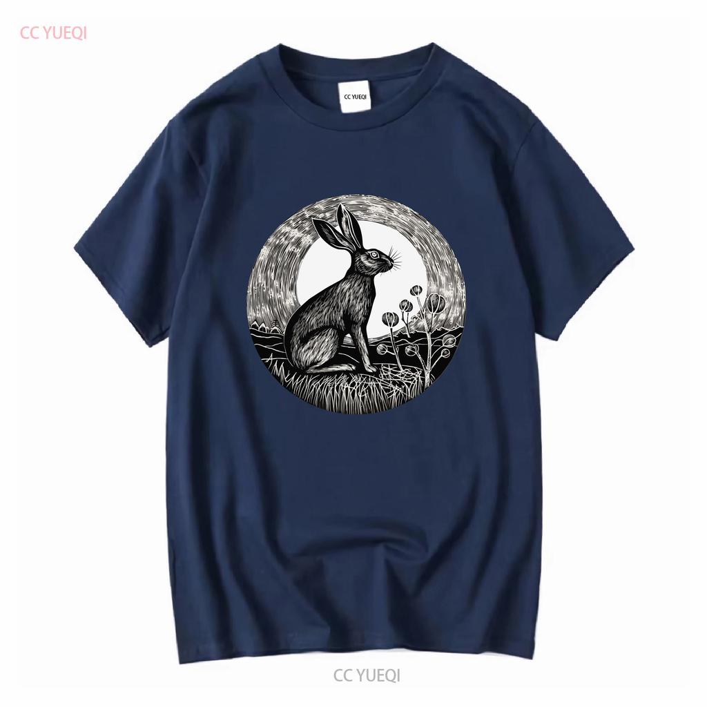 Full Moon Rabbit T Shirt Lover Bunny Desert Hare Mom Dad Long Or Short Sleeves Vintage Washed Fashion Streetwear