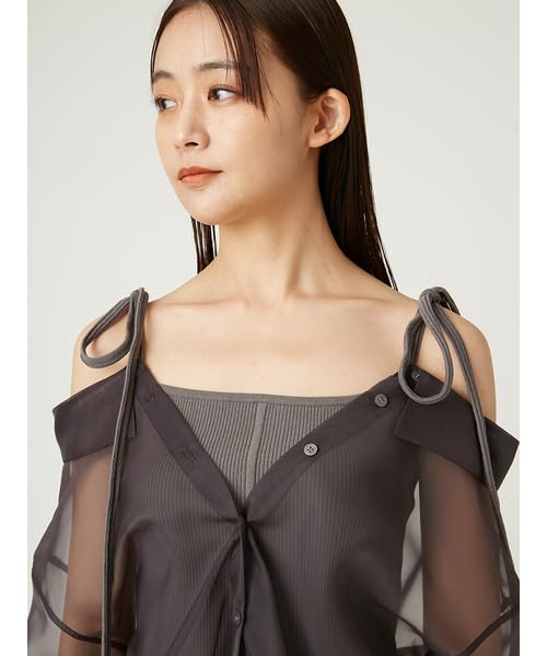 FRAY Shoulder Ribbon Knit Layered Shirt FWNT252134 GRY I.D. Women's