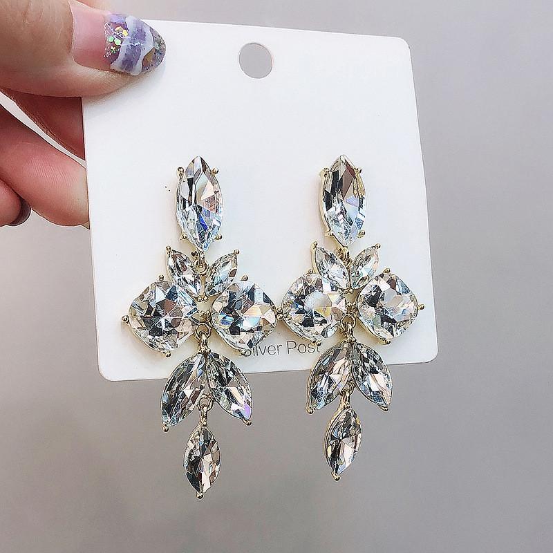 

Модные геометрические серьги-капли для женщин, серьги с розовыми кристаллами, свадебные, для вечеринки, с цирконом медный