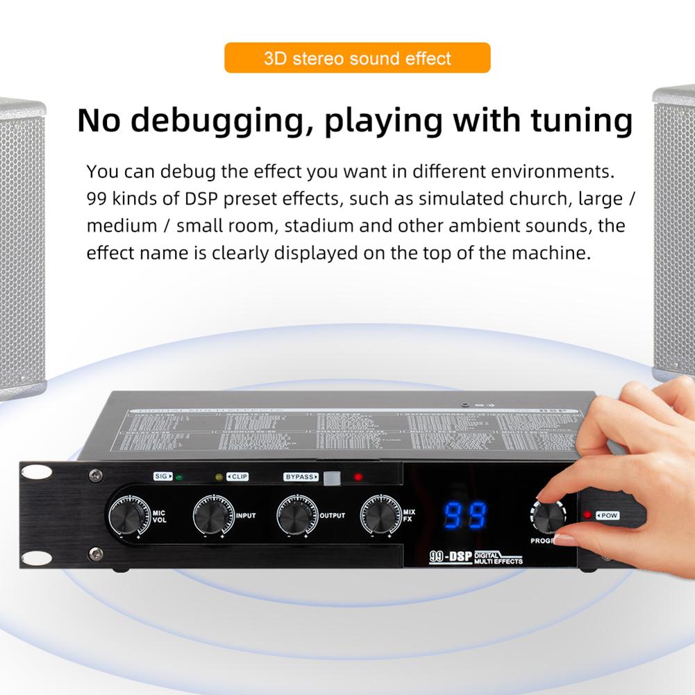 DSP Effect Equipment Bluetooth-Compatible Stereoscopic Sound Effect Digital Reverb 6.5mm Input XLR/6.5mm Output KTV Pre-effector