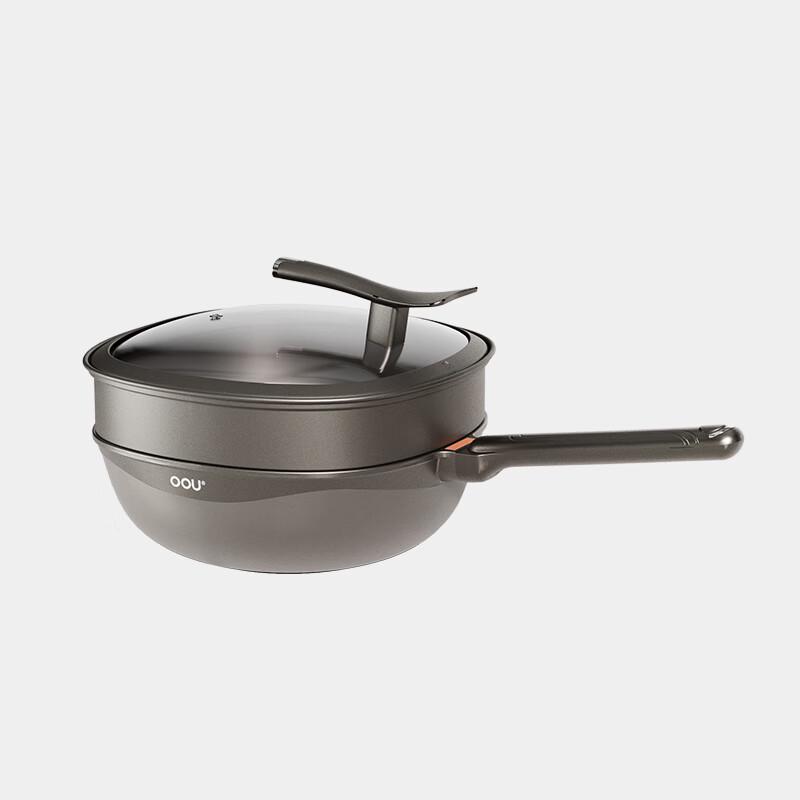 OOU 32CM Titanium Lightweight Non-Stick Wok/Frying Pan