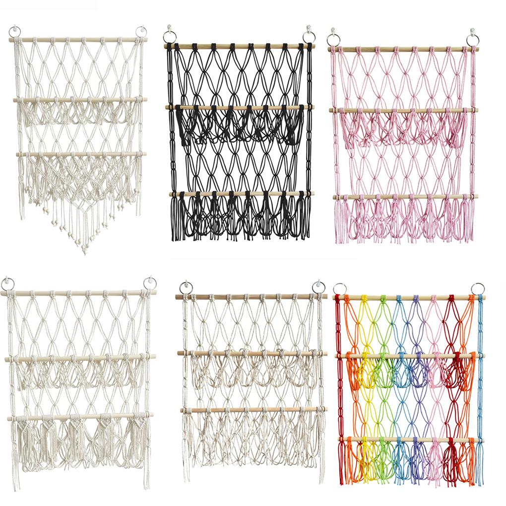 Cotton Stuffed Animal Storage Net With Wooden Rods For Nordic Style Room Decor Toys Blankets Soft