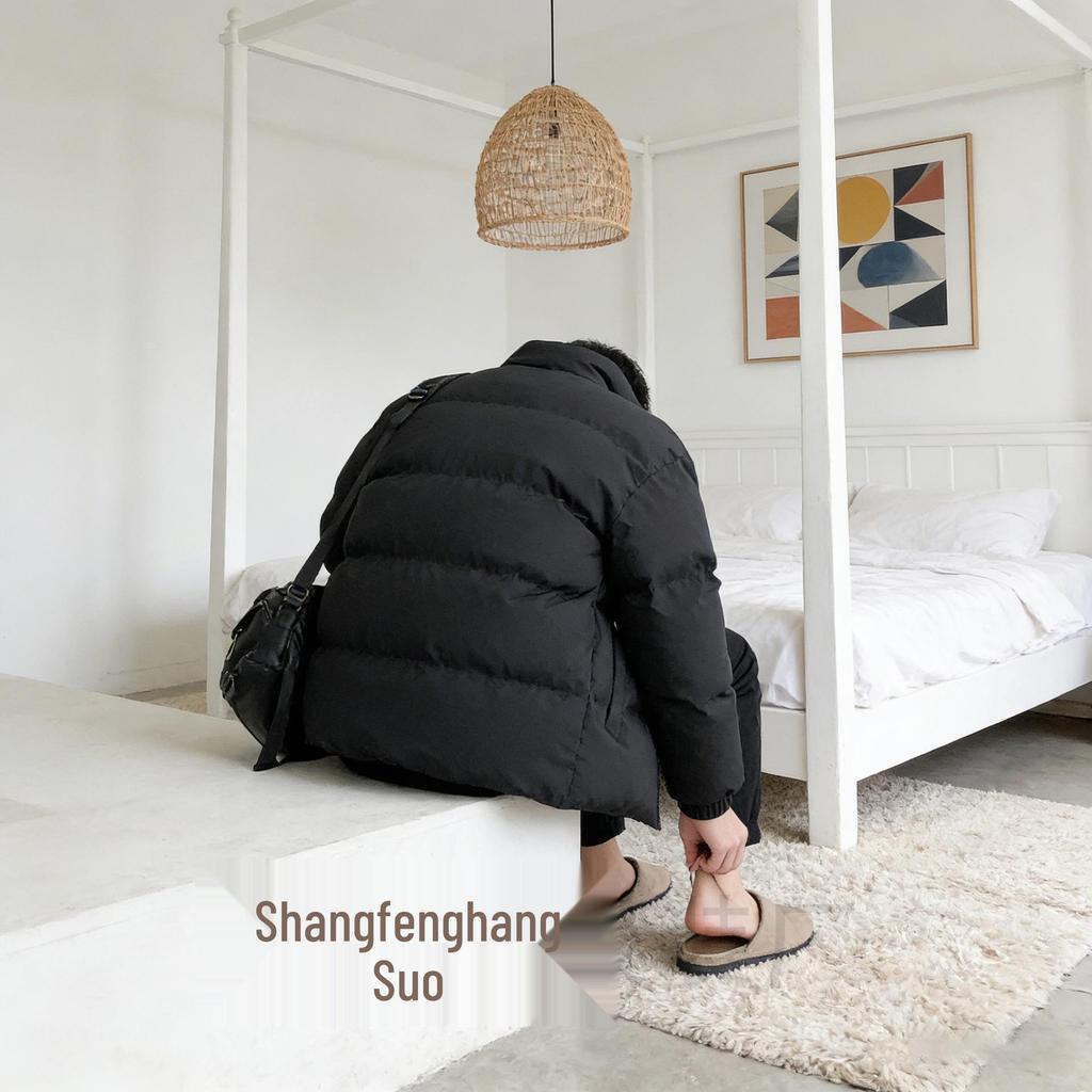 Men's High-End Velvet Thickened Winter Cotton Padded Jacket - Warm Bread Style