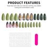 Almond Shape Faux Nails 24 Pcs Retro Green Velvet Press On Nails With Gold Bow Decor For Women Daily Party Wear