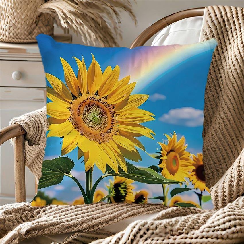 Butterfly Sunflower Series Throw Pillow Covers With Digital Printing Of Short Plush Fabric Car-Shaped Sofa Cushion Home Decor