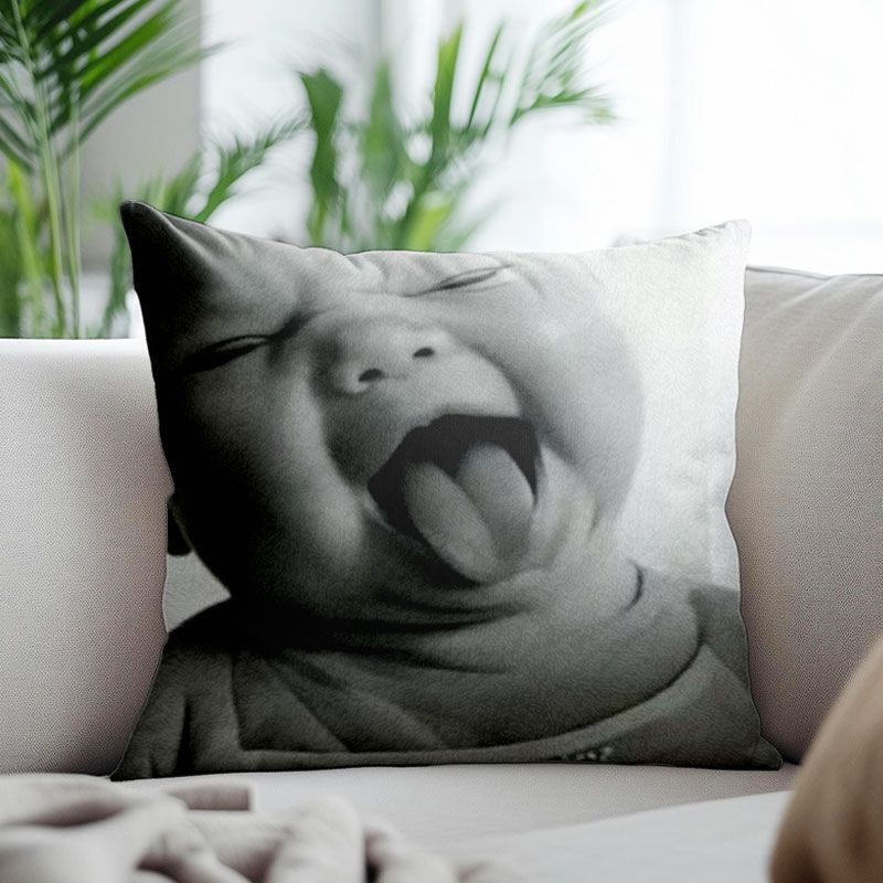 Drooling Baby Emoji Pillow Cover, Abstract Funny Style, Sofa Cushion Cover