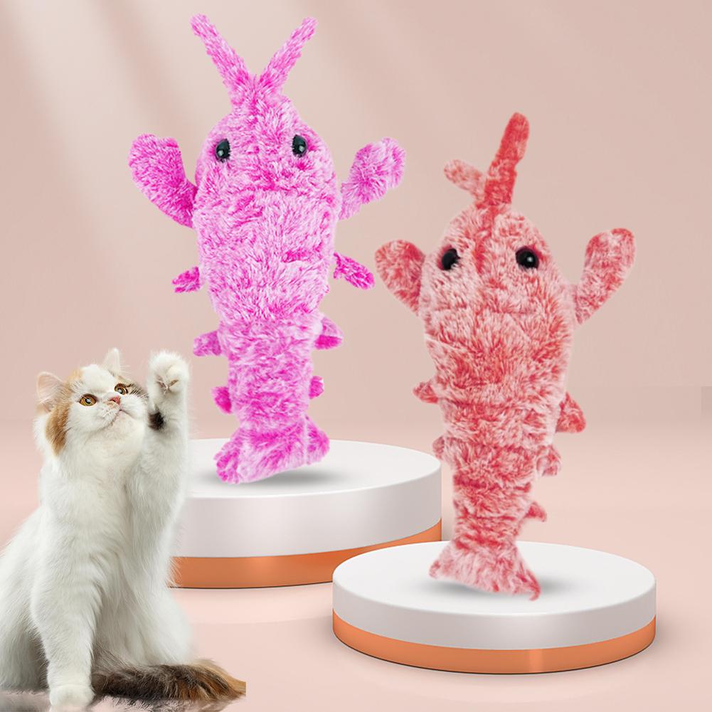Interaktives USB-Laden Plüsch Hummer Haustierspielzeug für Katzen und Hunde Niedliches tanzendes weiches Haustierzubehör für Spielzeitspaß