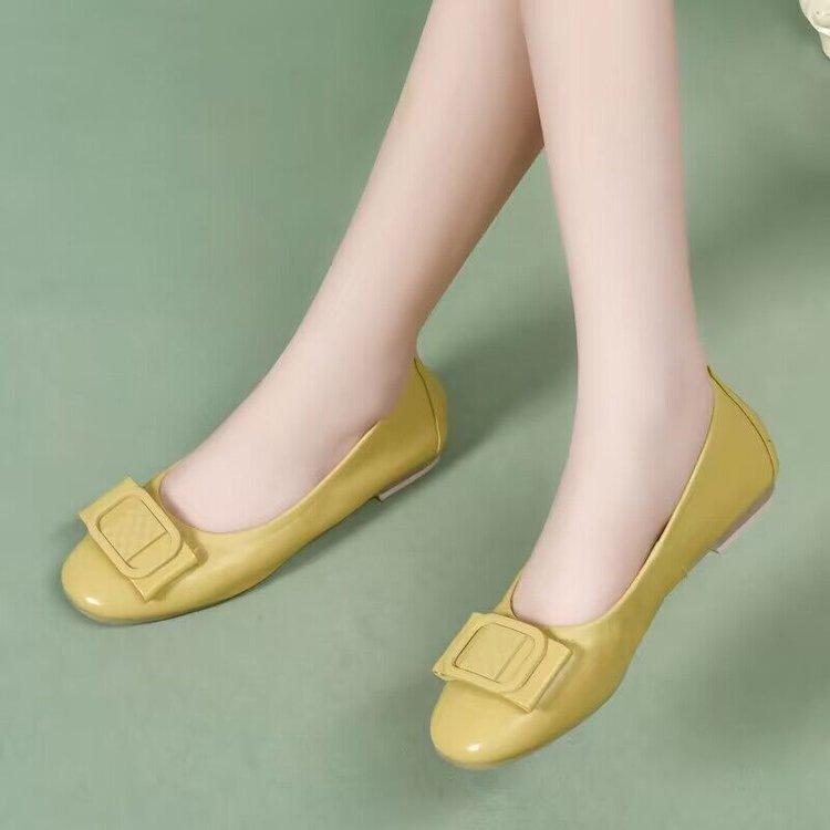 Soft-soled Doudou shoes shallow single shoes autumn flat-soled lazy shoes soft leather 35 жёлтый