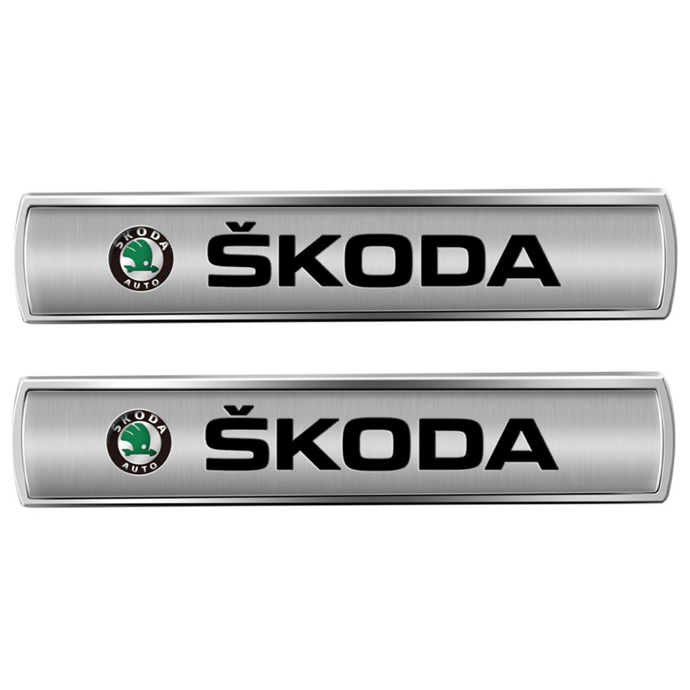 HLLQ9 Car Decoration Aluminum Metal Logo Body Fender Sticker For Skoda S Kodiaq Fabia Kamiq Karoq Octavia 3 A5 A7 Rapid Scala VRS VII