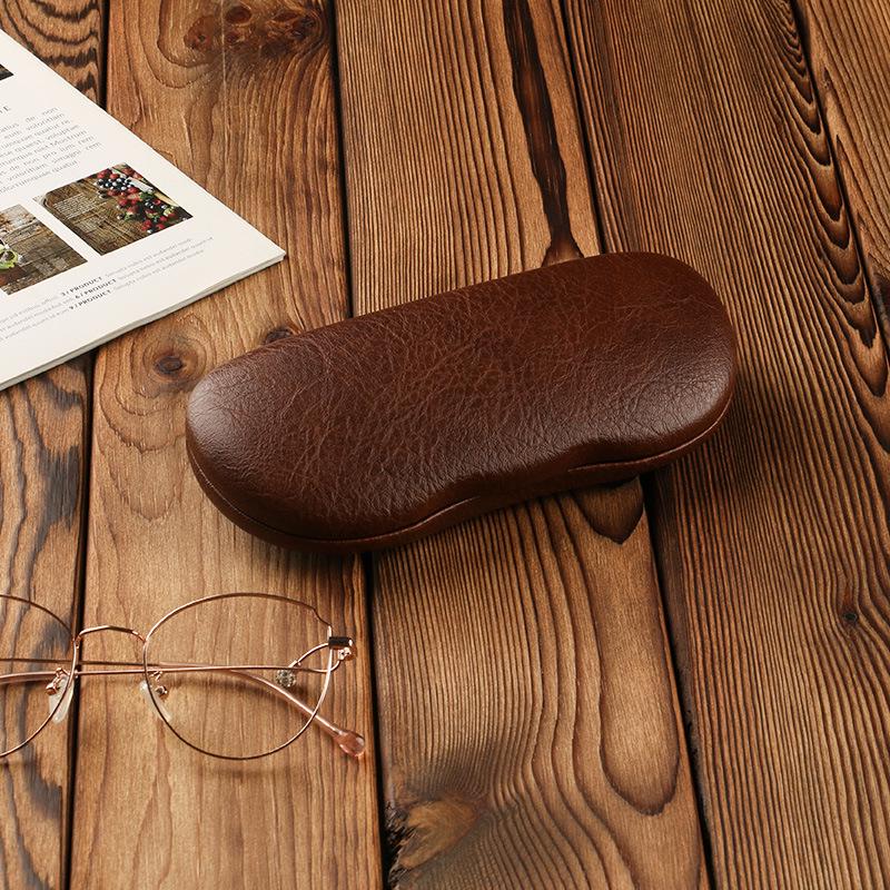 Retro Wave Edge PU Leather Glasses Case - Hard, Textured Protection for Myopia Frames & Sunglasses