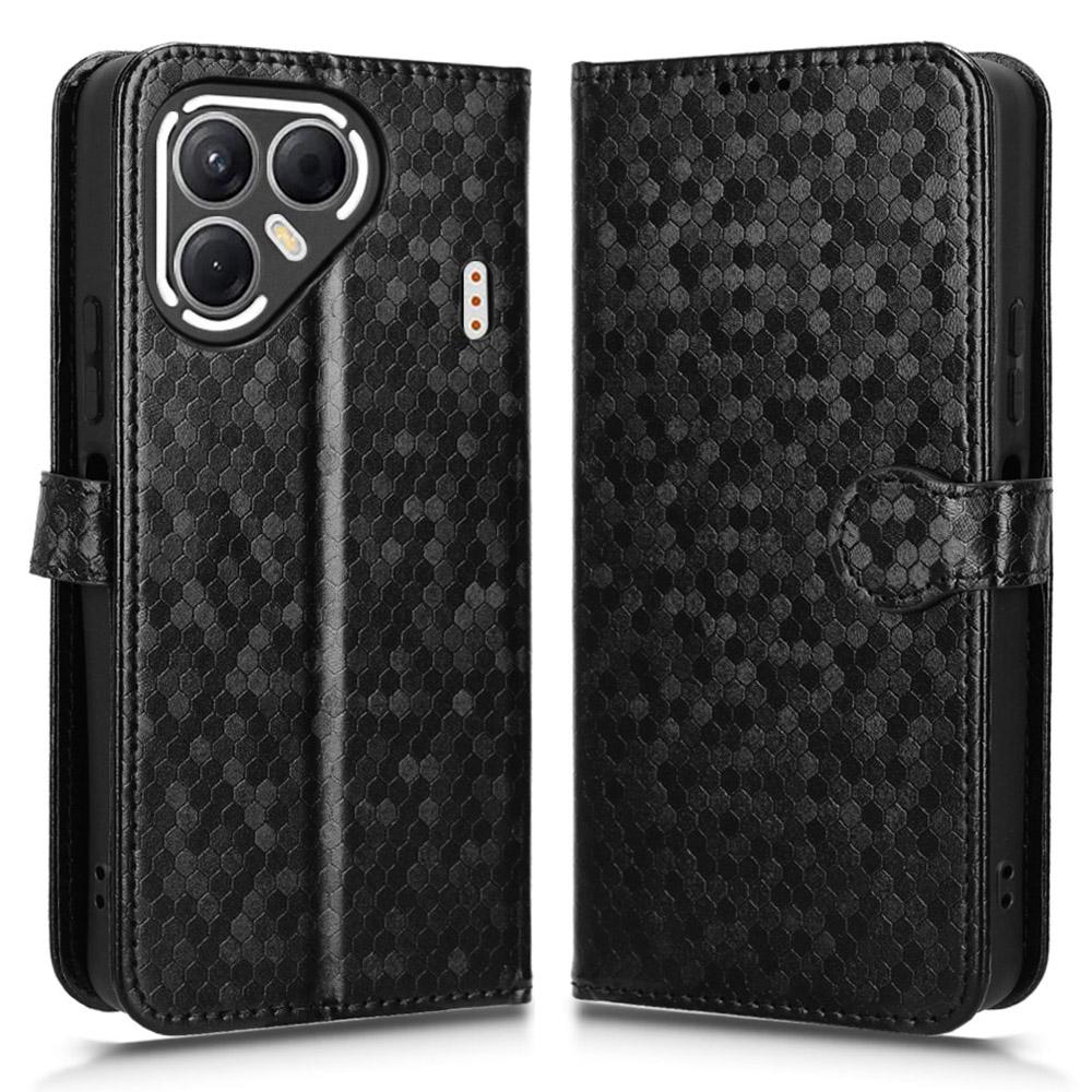 For TECNO Pova 7 5G Wallet Case Dot Pattern Imprint PU Leather Phone Cover with Wrist Strap