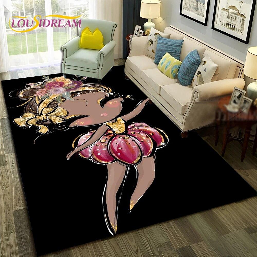 Cartoon Ballerina Fairy Cute Ballet Girl Carpet Rug for Home Living Room Bedroom Sofa Doormat Decor,Child Non-slip Floor Mat