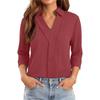 Damen V-Ausschnitt Gestreifte Bluse 3/4 Ärmel Business Casual Oberteil für die Arbeit