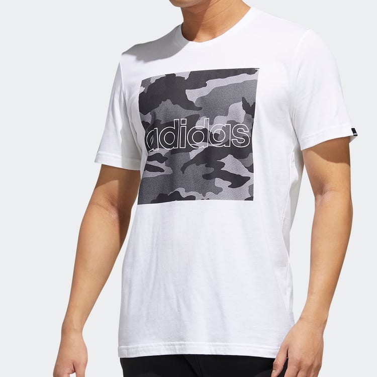 adidas T Shirts Men's White Crew Neck Moderate Straight Fit FM6102