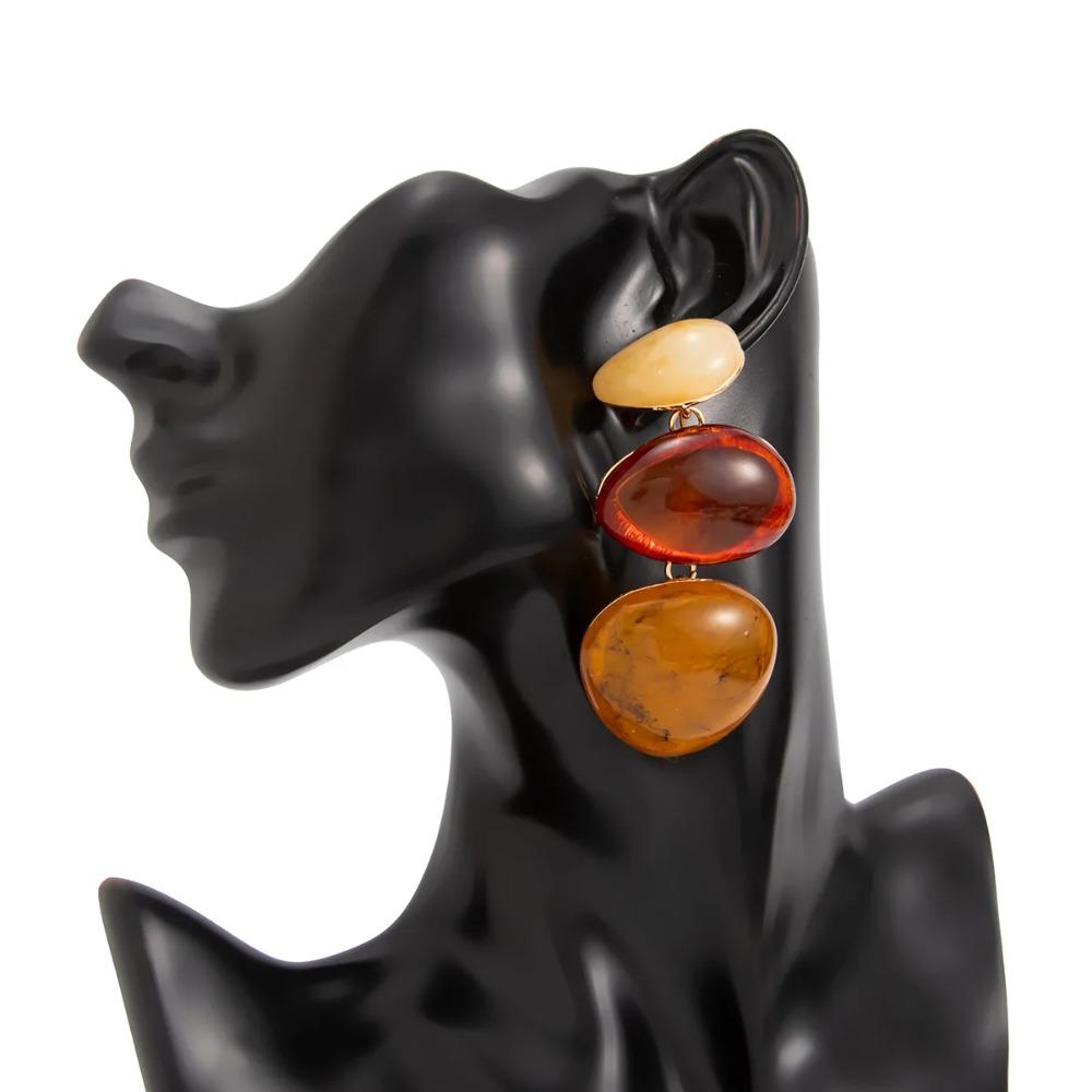 Personality Vintage Resin Acrylic Geometric Pendant Earrings for Women Bohemian Colorful Drop Earring Y2K Jewelry Accessories