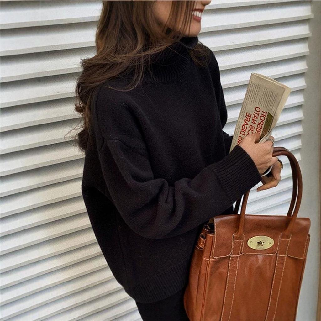 Women's Knitted Sweater: Autumn/Winter Hong Kong Style, Lazy Fit, Slimming, Thick, Versatile as Outer or Inner Wear