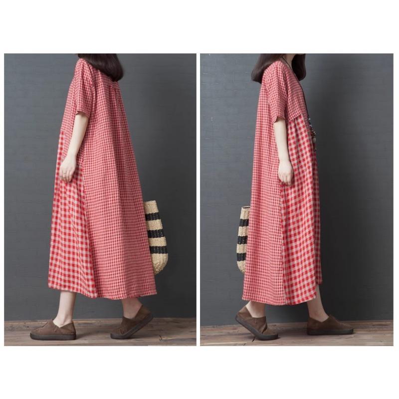 Plus Size Women's Plaid Dress for Spring and Summer