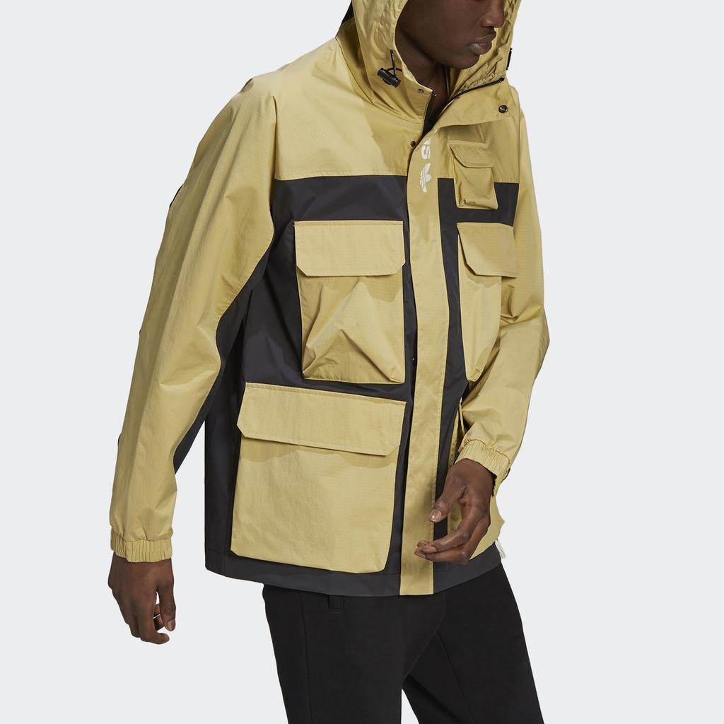 Adidas Originals Trefoil G Outd Parka Climbing Multi-Pocket Colorblock Hooded Jacket Men Outerwear Sandstorm H09359