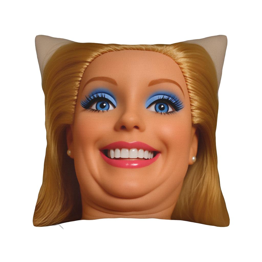 Distressed Doll Face Meme Pillow Cover Fashion Pillow Case For Sofa Couch Bed Living Room Soft Pillowcases Gift
