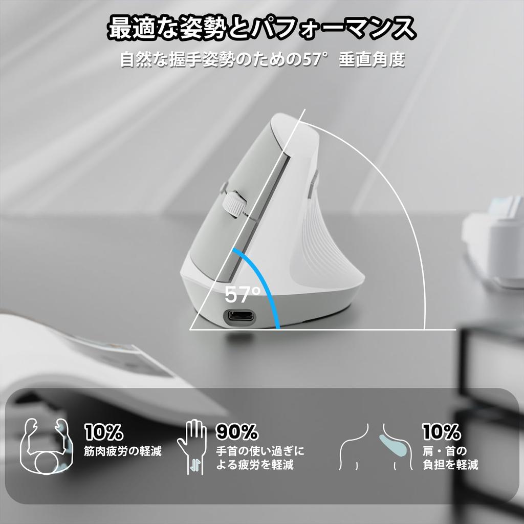 I300 Wireless Dual Switches Between Multiple Ergonomic Vertical Reduces Wrist Quiet DPI Lightweight 400mAh Long Battery Compatible with Office Windows