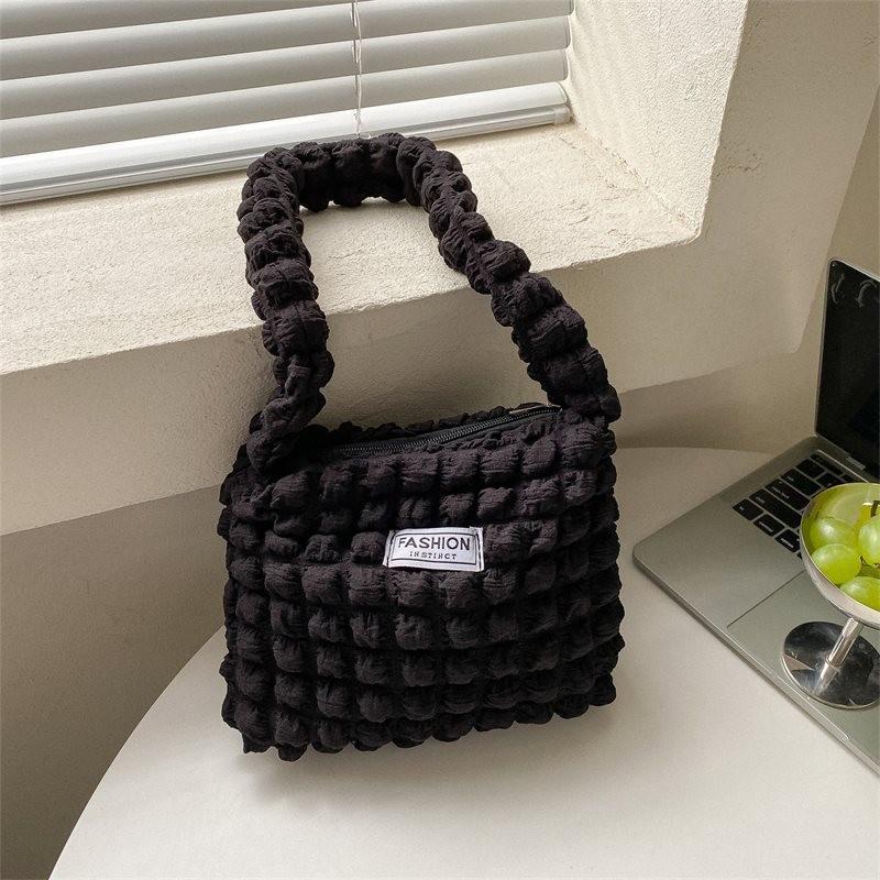 Chic Soft Pleated Bubble Cloud Shoulder Bag Available In White Black And Yellow