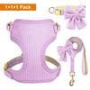 Cute Bowknot Dog Collar Harness Leash Set Dog Collar Leash WIth Bowtie Soft Harness Vest For Small Medium Dogs Outdoor Walking