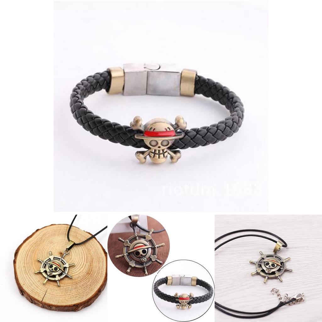 Anime Cosplay New One Piece Luffys Straw Hat Metal Necklacebracelet Pendant