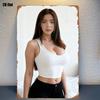 Woman In White Ribbed Crop Top High Definition Tin Painting Vintage Metal Sign Wall Art Decor