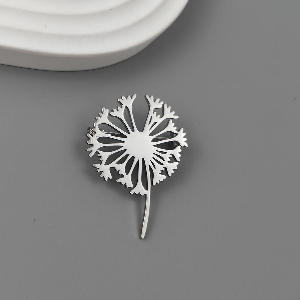 New Dandelion Men's Lapel Pin, Stainless Steel Gold-plated Badge, Punk Style Suit Accessories Black Brooch, Gift for Father