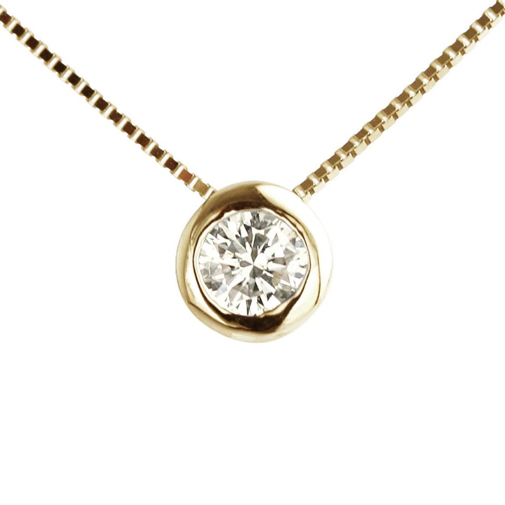 DIAMOND WORLD Jewelry K18 Diamond Pendant Necklace Color SI2 Grade Good Cut GGSJ Sorting of Women's 0.15ct D-G (Certificate Authenticity)