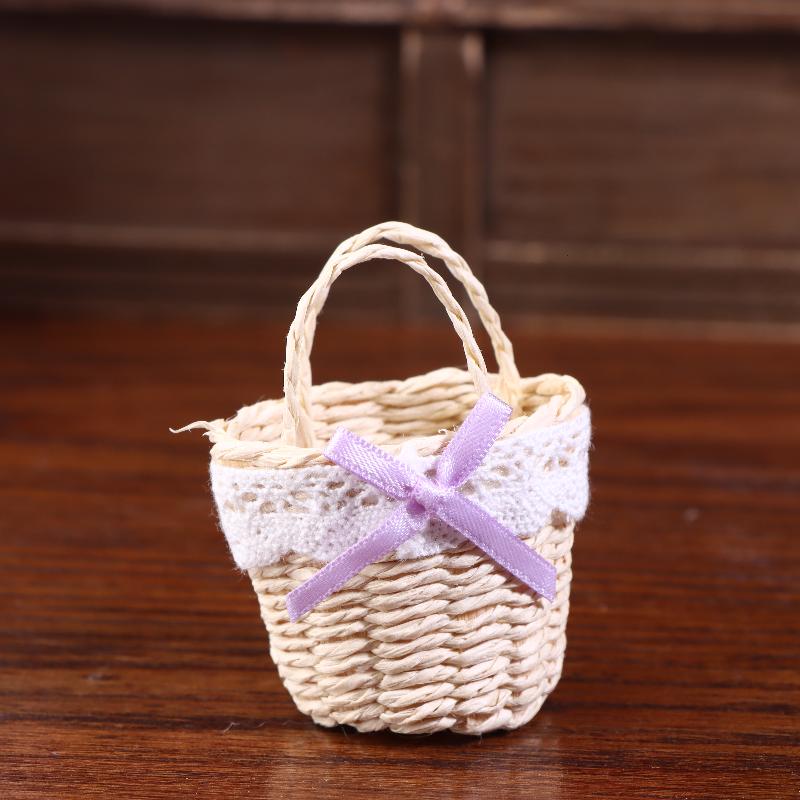 

[JN]1/12 Dollhouse Cute Mini Rattan Hand Basket Model Kitchen Accessories Dolls House Decoration Toy Play