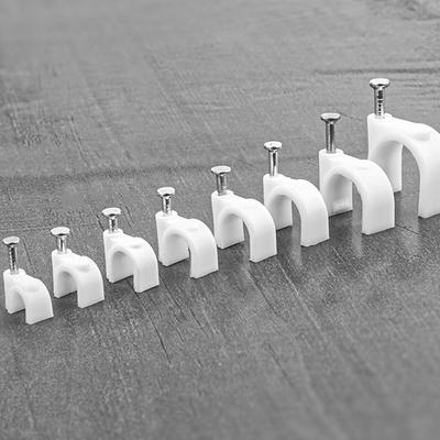 100PCS 4/5/6/7/8/9/10/12mm Circle Nail Clip Wire Management Clamp White Fixing Round Steel Nail Wall Hanging Cable Clips