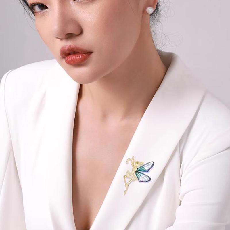Broșă Aripă de Înger Premium Broșă Aripă Premium Corsaj Palton Fată Dansatoare Ac de Haine Creativ Accesorii de Îmbrăcăminte
