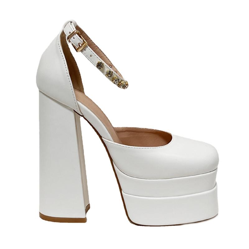 Nowe damskie sandały Letnie buty Seksowne Grube Wysokie obcasy Platforma Kliny Impreza Ślub Grube buty Damskie Sandały Gladiator